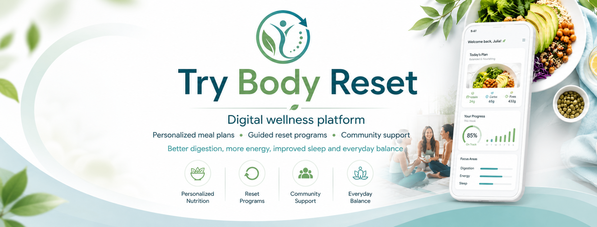 Try Body Reset — digital wellness platform with personalized meal plans, reset programs and community support